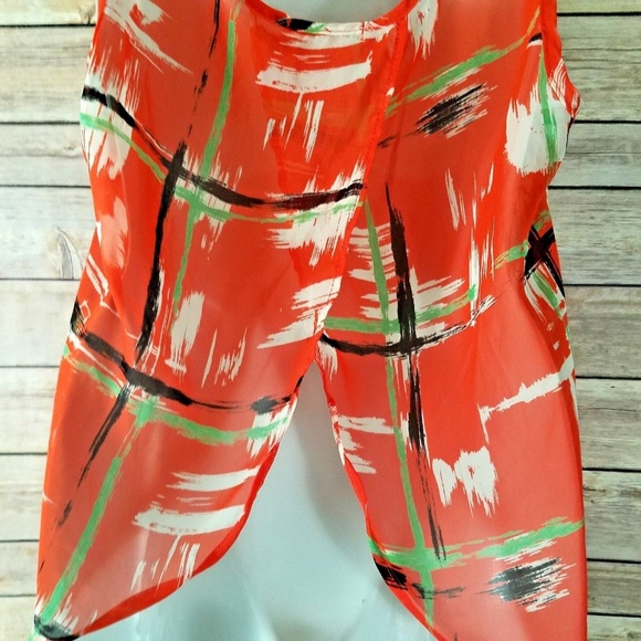 Open Back Tank Top M Sheer Chiffon Blouse Artsy - Picture 3 of 6